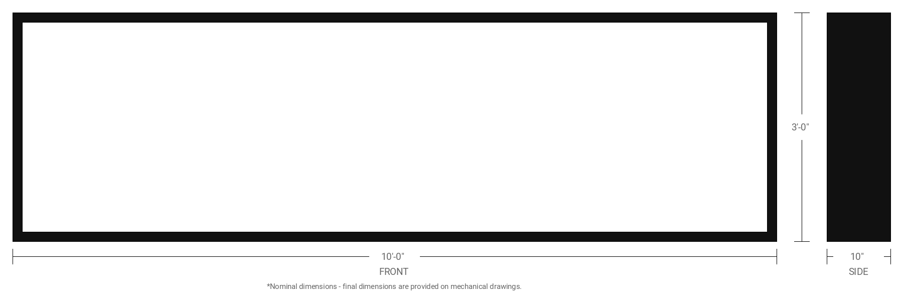 3' x 10' Double Sided Aluminum Sign Cabinet with 10" Extrusion