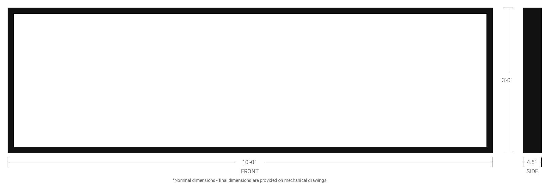 3' x 10' Double Sided Aluminum Sign Cabinet with 4.5" Extrusion