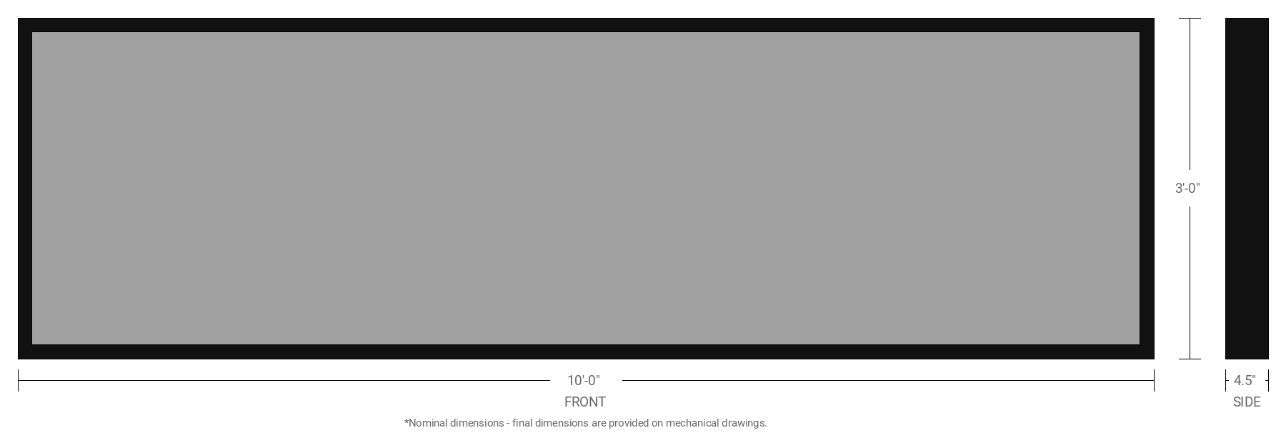 3' x 10' Single Sided Aluminum Sign Cabinet with 4.5" Extrusion