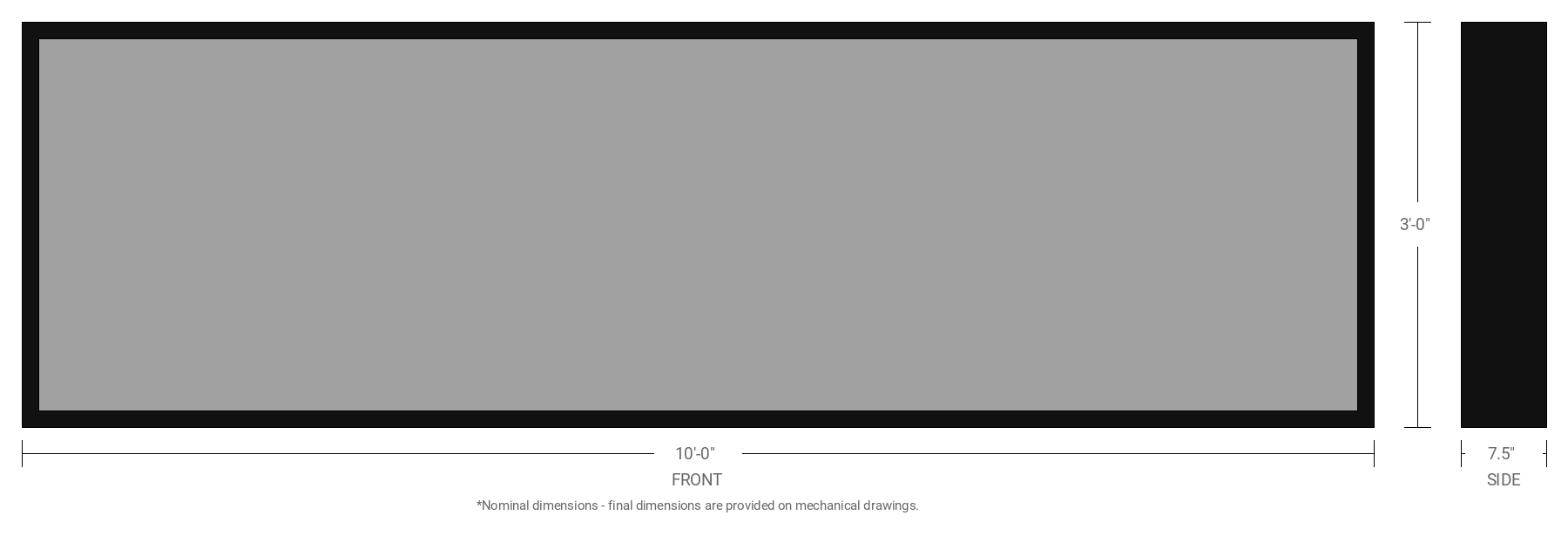 3' x 10' Single Sided Aluminum Sign Cabinet with 7.5" Extrusion