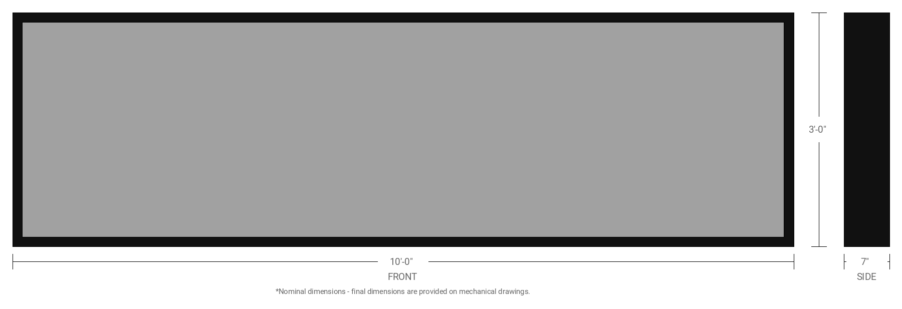 3' x 10' Single Sided Aluminum Sign Cabinet with 7" Extrusion