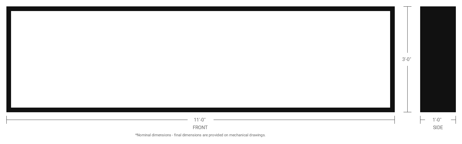 3' x 11' Double Sided Aluminum Sign Cabinet with 12" Extrusion