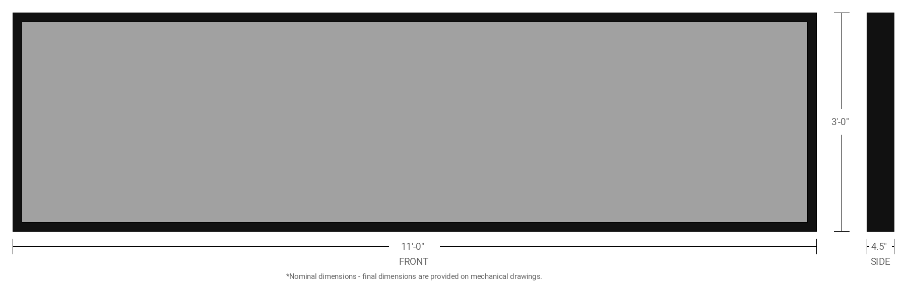 3' x 11' Single Sided Aluminum Sign Cabinet with 4.5" Extrusion