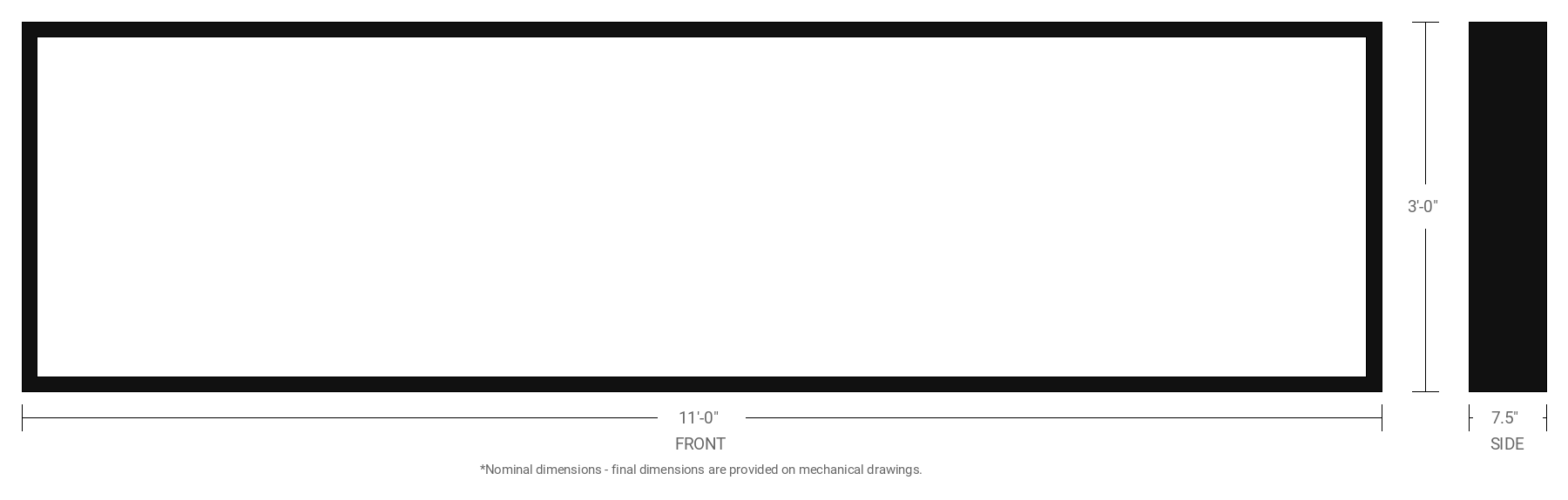 3' x 11' Double Sided Aluminum Sign Cabinet with 7.5" Extrusion