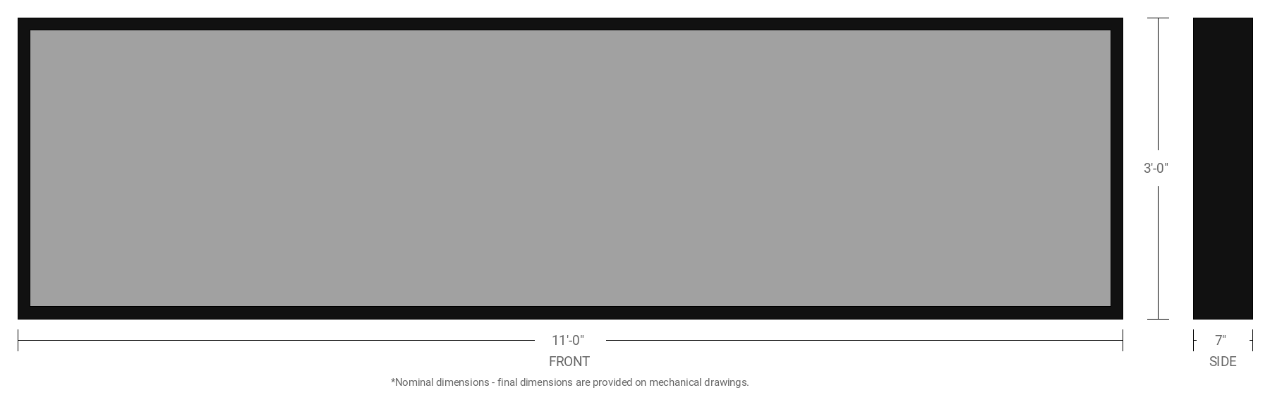 3' x 11' Single Sided Aluminum Sign Cabinet with 7" Extrusion