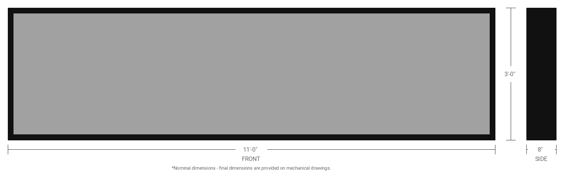 3' x 11' Single Sided Aluminum Sign Cabinet with 8" Extrusion