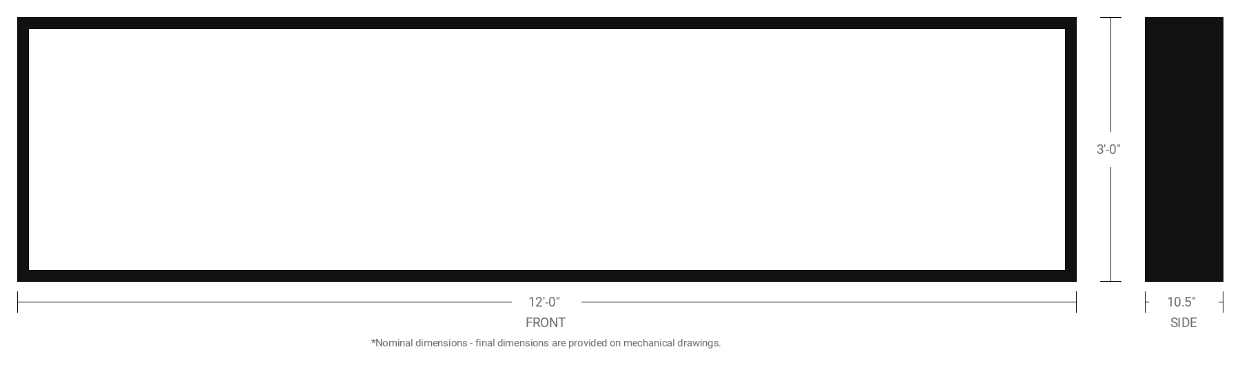 3' x 12' Double Sided Aluminum Sign Cabinet with 10.5" Extrusion