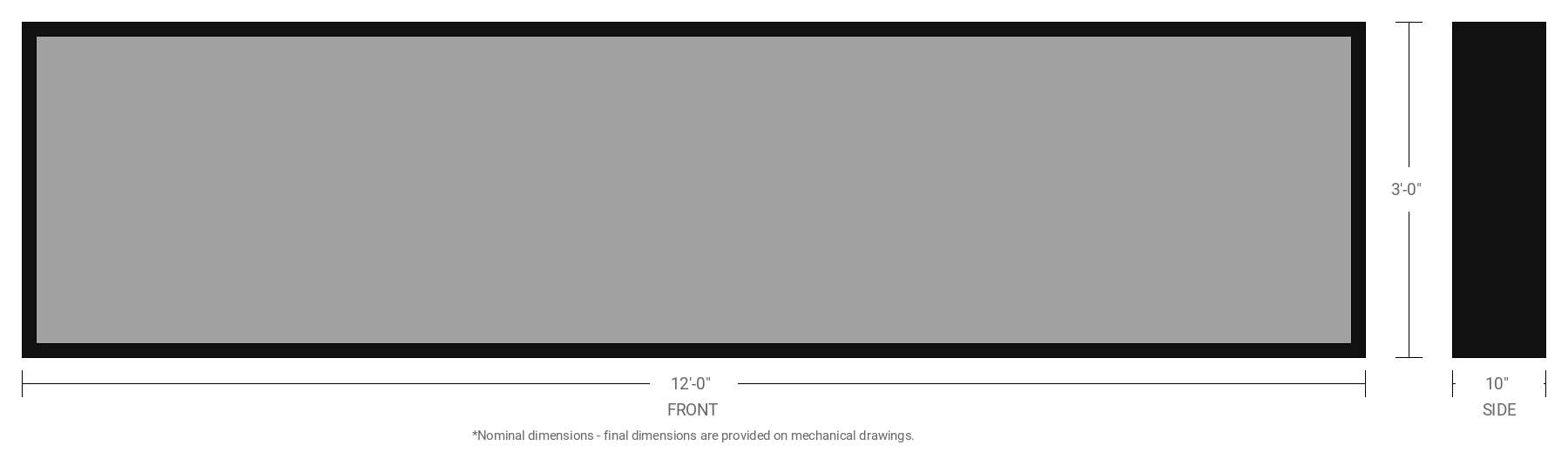 3' x 12' Single Sided Aluminum Sign Cabinet with 10" Extrusion