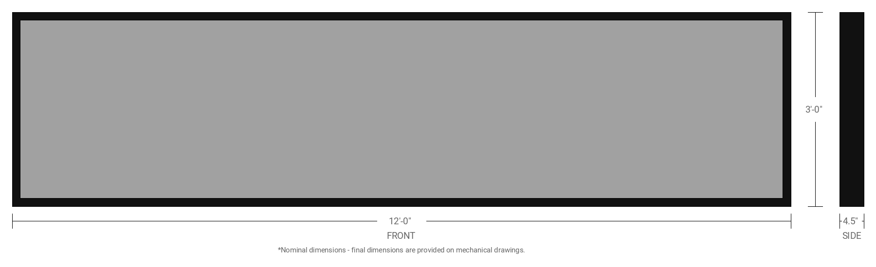 3' x 12' Single Sided Aluminum Sign Cabinet with 4.5" Extrusion