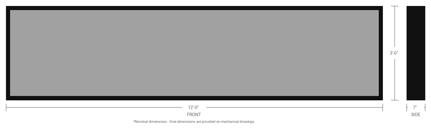 3' x 12' Single Sided Aluminum Sign Cabinet with 7" Extrusion