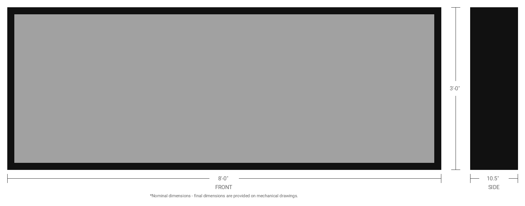 3' x 8' Single Sided Aluminum Sign Cabinet with 10.5" Extrusion