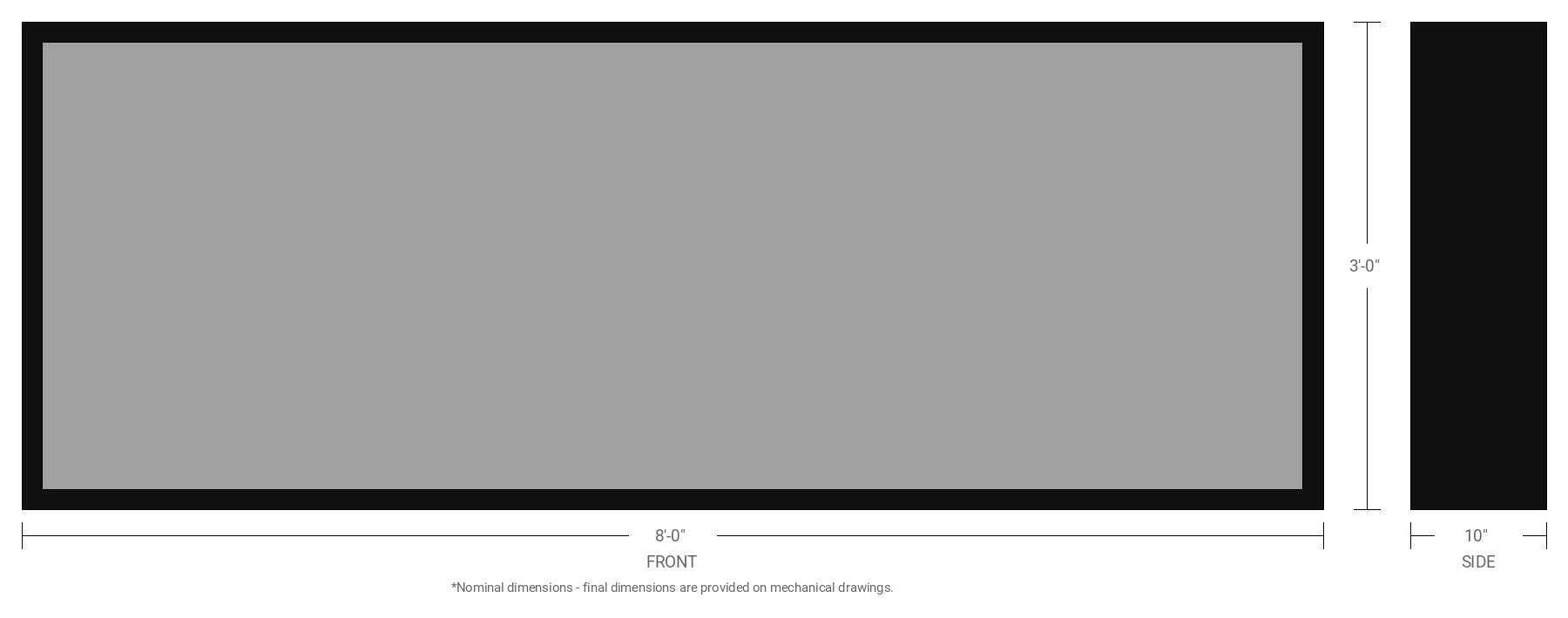 3' x 8' Single Sided Aluminum Sign Cabinet with 10" Extrusion