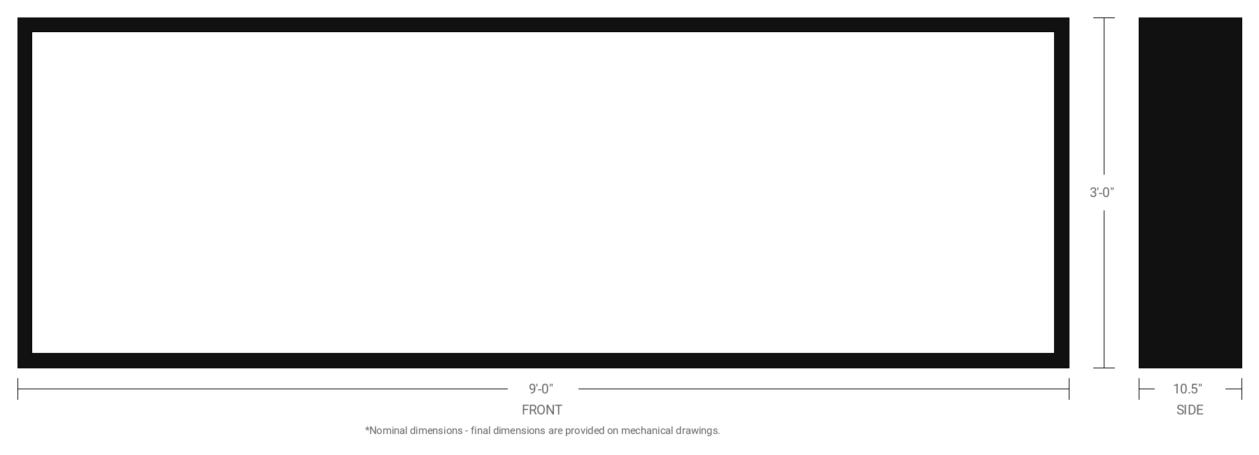 3' x 9' Double Sided Aluminum Sign Cabinet with 10.5" Extrusion