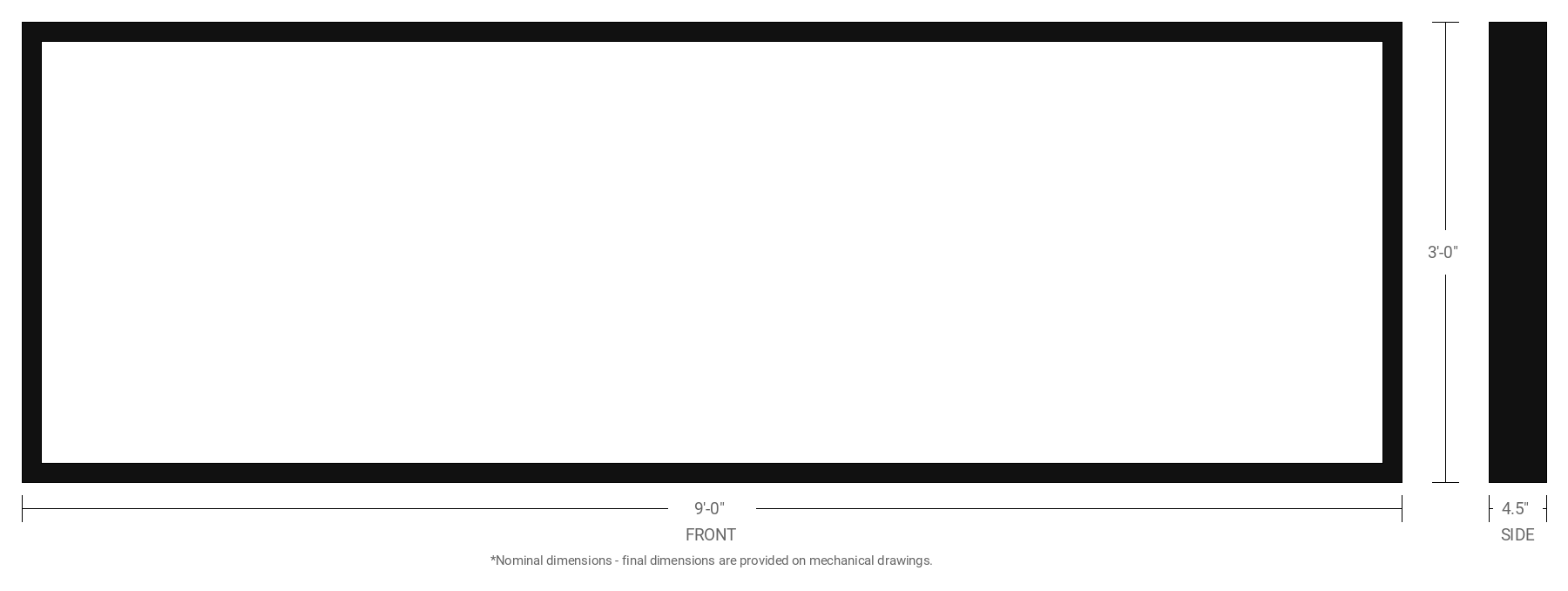 3' x 9' Double Sided Aluminum Sign Cabinet with 4.5" Extrusion