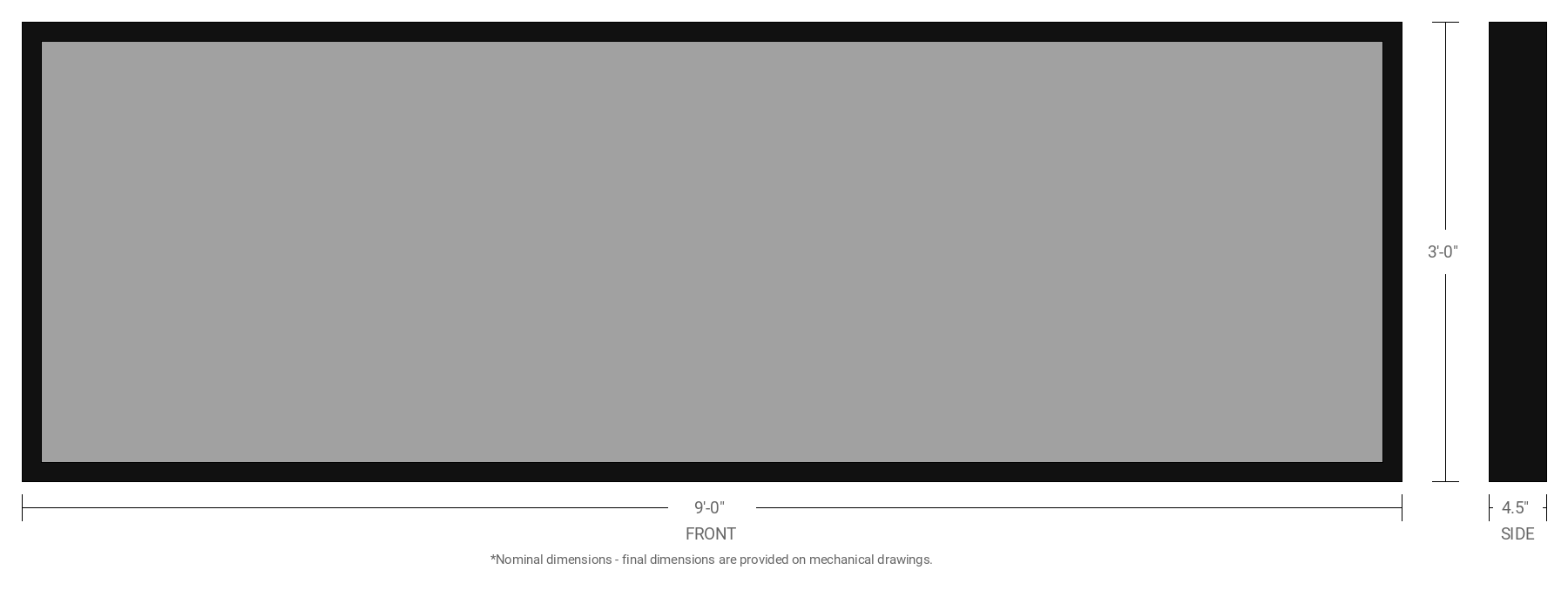 3' x 9' Single Sided Aluminum Sign Cabinet with 4.5" Extrusion