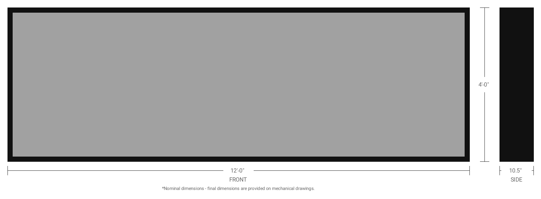 4' x 12' Single Sided Aluminum Sign Cabinet with 10.5" Extrusion