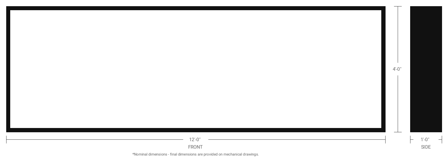 4' x 12' Double Sided Aluminum Sign Cabinet with 12" Extrusion