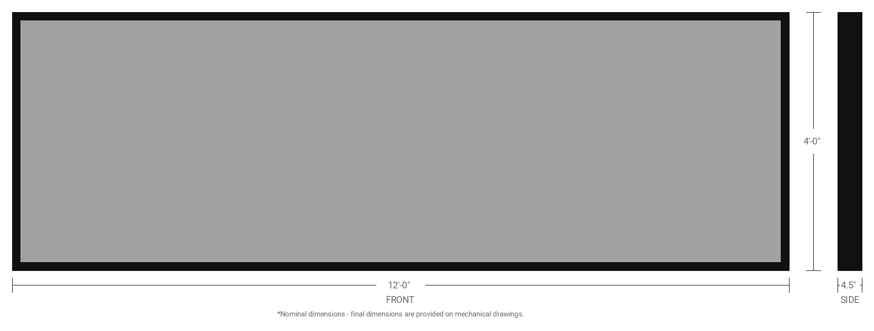 4' x 12' Single Sided Aluminum Sign Cabinet with 4.5" Extrusion