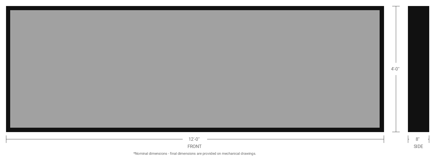 4' x 12' Single Sided Aluminum Sign Cabinet with 8" Extrusion