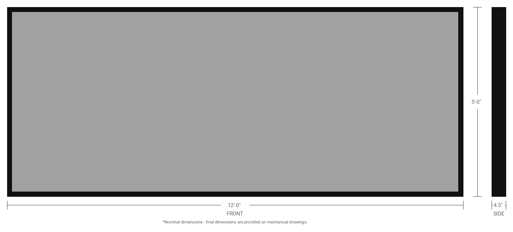 5' x 12' Single Sided Aluminum Sign Cabinet with 4.5" Extrusion